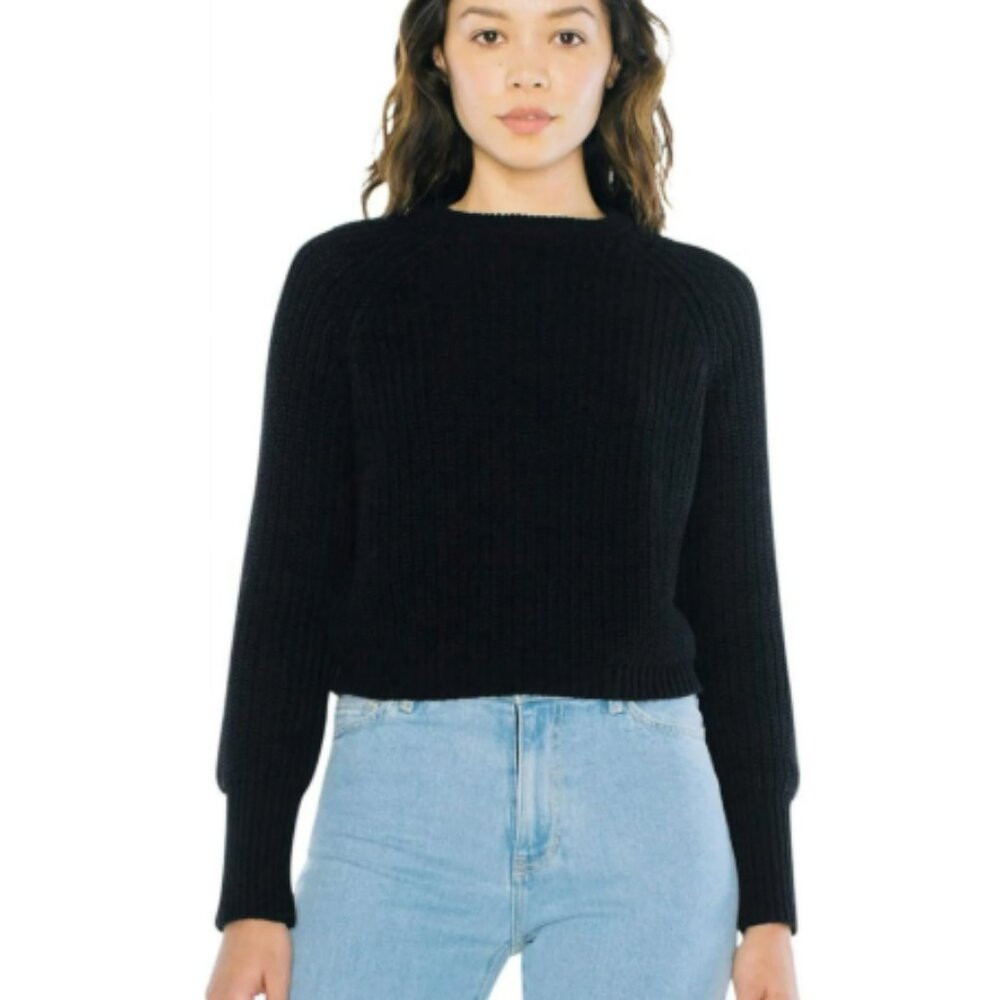 American Apparel Women's Cropped Fisherman Long Sleeve Pullover Sweater